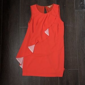 Orange Mini Sleeveless Dress with Ruffle